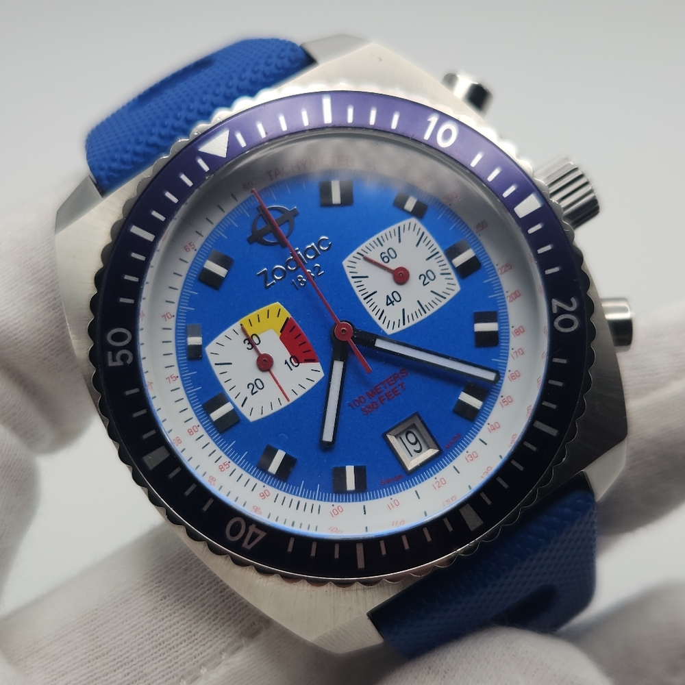 Zodiac Seadragon ZO2222 Men's Blue Quartz Chronograph Watch - READ DESCRIPTION - Picture 8 of 14